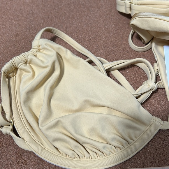 NWT - WeWoreWhat | Ruched Bikini Top and bottom solid sand size L - Picture 16 of 16